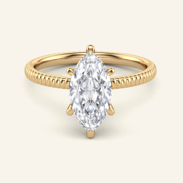 Bianca Marquise Ribbed Band Solitaire Lab Grown Diamond Ring