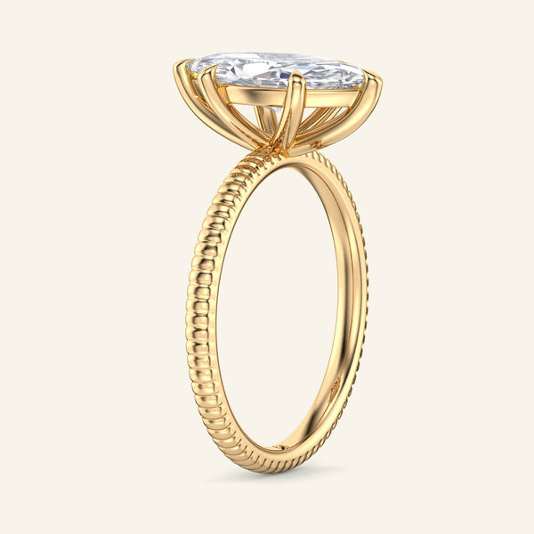Bianca Marquise Ribbed Band Solitaire Lab Grown Diamond Ring