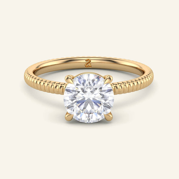 Bianca Round Ribbed Band Solitaire Lab Grown Diamond Ring