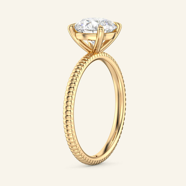 Bianca Round Ribbed Band Solitaire Lab Grown Diamond Ring