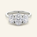 Celeste Oval Three Stone Diamond Engagement Ring in white gold featuring 2 carat lab grown diamonds in a symmetrical three-stone layout.