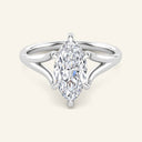 Esme Marquise Split Shank Diamond Ring in white gold featuring a 2 carat lab-grown marquise diamond with a graceful split shank setting.