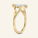 Side view of Esme Marquise Split Shank Diamond Ring in yellow gold, highlighting the elevated marquise diamond and split shank band.