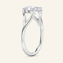Side profile of Esme Oval Split Shank Solitaire Diamond Ring in white gold with a raised oval diamond and intertwined split shank band.