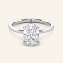 June Oval Classic Solitaire Diamond Ring in white gold with a 2 carat lab grown oval diamond, featuring a timeless solitaire setting and sleek band.