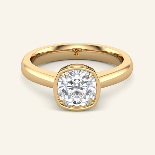 Terra Cushion Heavy Bezel Lab Grown Diamond Ring