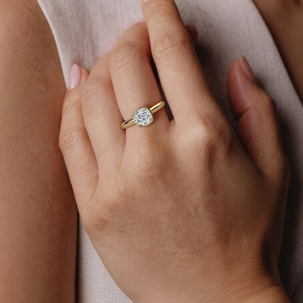 Terra Cushion Heavy Bezel Lab Grown Diamond Ring