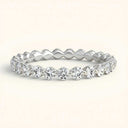 Juniper Lab-Grown Diamond Band in white gold with floating prong setting, designed with round-cut diamonds for a timeless wedding band look.