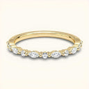 Lira Lab Diamond Ring - Eternity Band in yellow gold with alternating 1.5mm marquise and round diamonds, ideal for stacking and wedding sets.