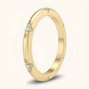 Side view of Cedar 2mm Lab Diamond Ring in yellow gold showcasing micro-pavé diamond clusters in a sleek eternity design for timeless elegance.