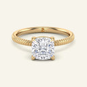 Bianca Cushion Ribbed Band Solitaire Lab Grown Diamond Ring
