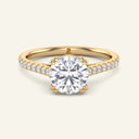 Cora Round Cathedral Pavé Solitaire Lab Grown Diamond Ring