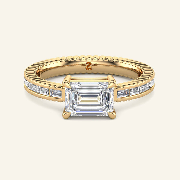 Vesper Emerald Baguette Channel-Set Lab Grown Diamond Ring