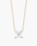 Alya Stone Margot Marquise X Necklace in solid yellow gold with marquise lab-grown diamonds
