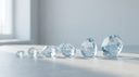 Editorial still life of graduated faceted gemstones increasing in size, illustrating diamond carat sizes