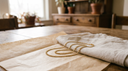 Fine solid yellow gold chain coiled on warm parchment and linen — second-skin gold for sensitive skin
