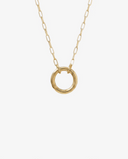 Alya Stone Modern Paperclip Connector Necklace — 9k gold carabiner connector on a 10k solid gold paperclip chain