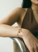 Modern Paperclip chain bracelet with gold connector clasp — detail view