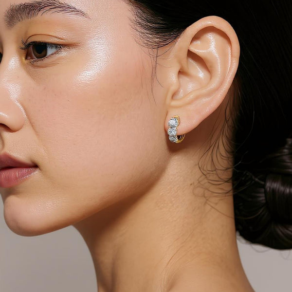 Saya Round Lab Diamond Huggie Hoop Earrings (2 ctw)