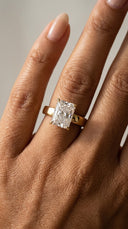 Titan radiant lab-grown diamond wide-shank ring, macro detail