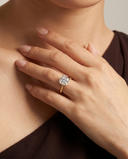 Aura Cushion Hidden Halo Solitaire Diamond Ring