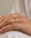 Aura Pear Hidden Halo Solitaire Diamond Ring