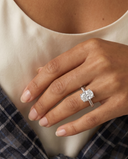 Bianca Elongated Cushion Ribbed Band Solitaire Diamond Ring