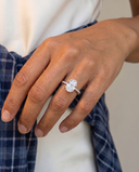 Bianca Elongated Cushion Ribbed Band Solitaire Diamond Ring