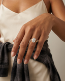 Bianca Elongated Cushion Ribbed Band Solitaire Diamond Ring