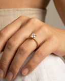 Bianca Round Ribbed Band Solitaire Diamond Ring