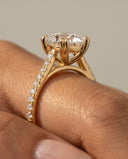 Cora Cushion Cathedral Pavé Solitaire Diamond Ring