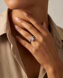 Cora Emerald Cathedral Pavé Solitaire Diamond Ring