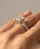 Cora Emerald Cathedral Pavé Solitaire Diamond Ring