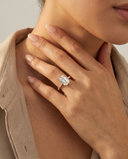 Cora Emerald Cathedral Pavé Solitaire Diamond Ring