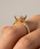 Cora Emerald Cathedral Pavé Solitaire Diamond Ring