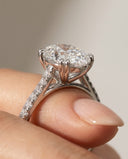 Cora Oval Cathedral Pavé Solitaire Diamond Ring
