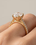 Cora Oval Cathedral Pavé Solitaire Diamond Ring