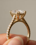 Cora Radiant Cathedral Pavé Solitaire Diamond Ring