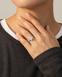 Cora Round Cathedral Pavé Solitaire Diamond Ring
