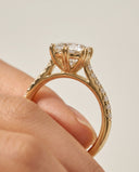 Cora Round Cathedral Pavé Solitaire Diamond Ring