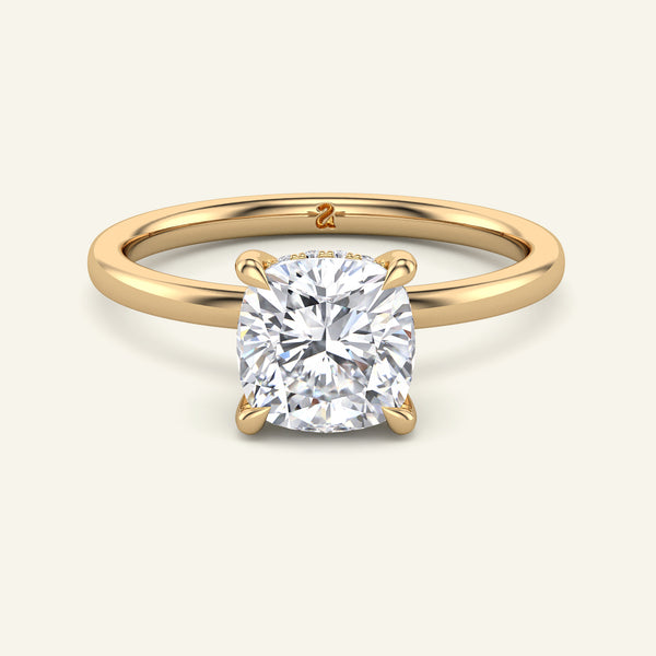 Aura Cushion Hidden Halo Solitaire Lab Grown Diamond Ring