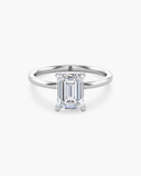 Aura Emerald Hidden Halo Solitaire Diamond Ring