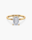 Aura Emerald Hidden Halo Solitaire Diamond Ring