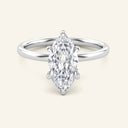 Aura Marquise Hidden Halo Solitaire Diamond Ring in white gold featuring 2 carat lab-grown marquise diamond, perfect for contemporary proposals.