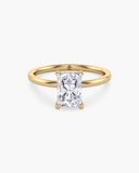 Aura Emerald Hidden Halo Solitaire Diamond Ring