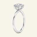 Aura Round Hidden Halo Solitaire Lab Diamond Ring in white gold featuring 3 carat round lab diamond and delicate hidden halo accent.