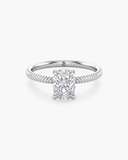 Bianca Elongated Cushion Ribbed Band Solitaire Diamond Ring