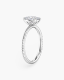 Bianca Elongated Cushion Ribbed Band Solitaire Diamond Ring