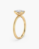 Bianca Elongated Cushion Ribbed Band Solitaire Diamond Ring
