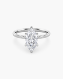 Bianca Marquise Ribbed Band Solitaire Diamond Ring